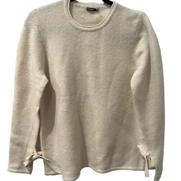 J. McLaughlin Marais Wool & Alpaca Blend Crew Neck Cream Sweater Size L NWT - Picture 1 of 7